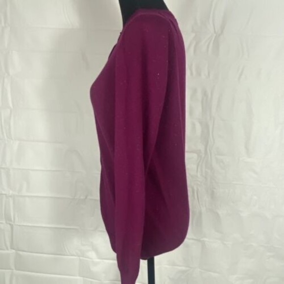 Nicole Miller Metallic Plum Berry Cardigan Sweater Size Small - Picture 7 of 14